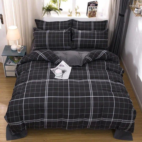 Bettwäsche Sets Nordic Geometric Plaid luxury bedrucktes Kinderbettbezug Set Bettwäsche Erwachsener Kinderblatt Kissenbezug bequem