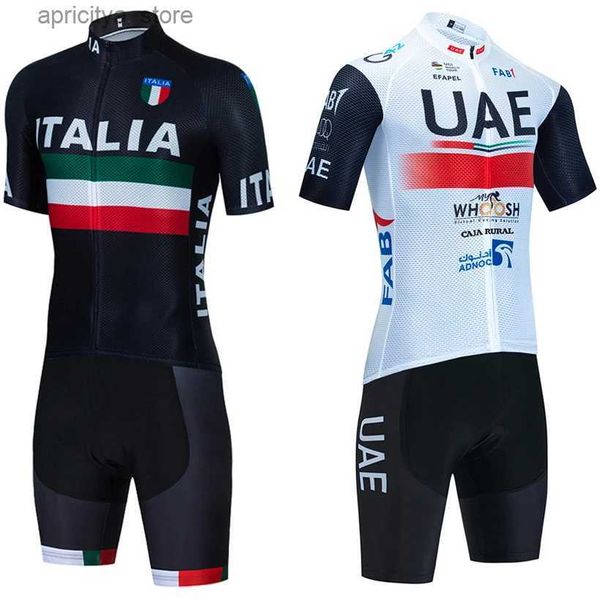 Radsporttrikot setzt 2024 Italia Cycling Trikot 3 Taschen Pro Road Bike MAILLOT JERSEY SHORS SET MEN UAE Team Ropa Ciclismo Bicycl T-Shirt Kleidung L48