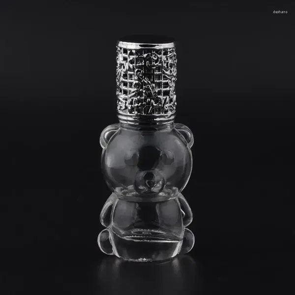 Bottiglie di stoccaggio 8 ml di olio essenziale a forma di orso su bottiglia di vetro con sfera per rulli in acciaio Fials confezionamento di fiale di imballaggio LX3741