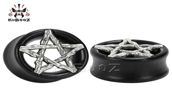 Kubooz Ahşap Ebony Pentagram Kulak Delme Tünelleri Vücut Takı Küpe Göstergeleri Genişletici Sedye Tüm 825mm 32PCS255V5239333