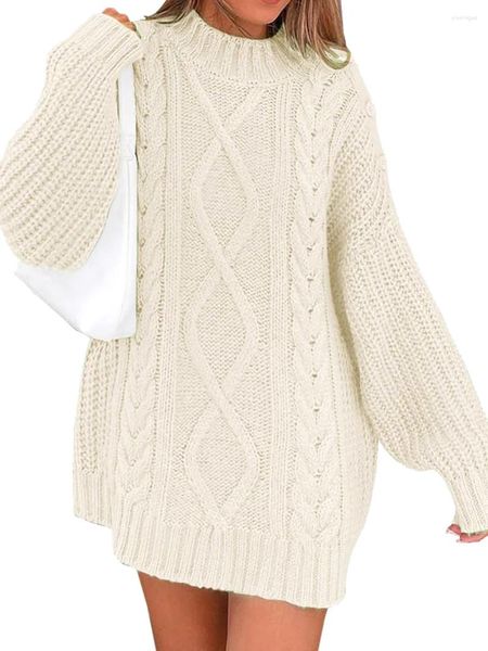 Maglioni da donna Donne Donne Oversize Cavo Maglie a maglia Abito a maniche lunghe Equipaggiatura Drees Drees Slim Fit Pullover Tops Fall Fall