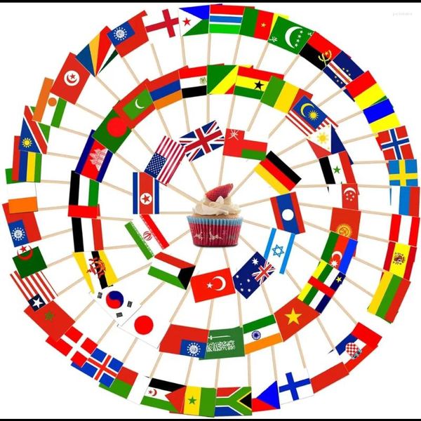 Party liefert 100 PC -Nationen Zahnstocher Flagge Dekoration Cocktail Obst Stick Cupcakes Topper Kuchen Dekorieren Werkzeuge