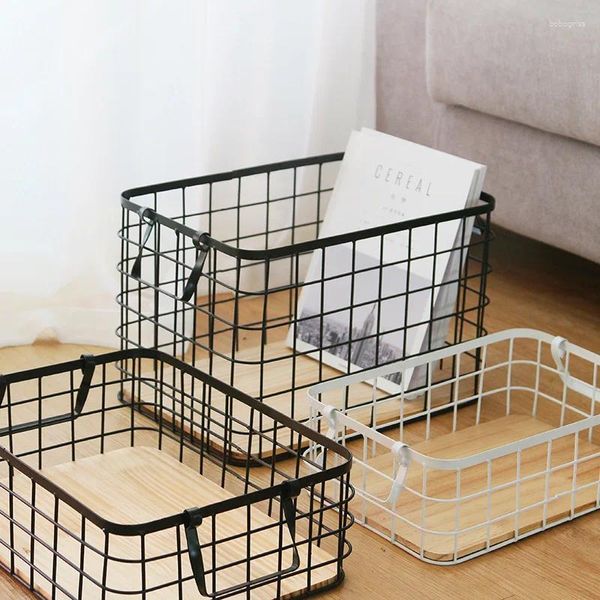 Waschküche Nordic INS Eisen Art Storage Basket Desktop Buch Snack japanische Zakka Metal Dirty Kleidung