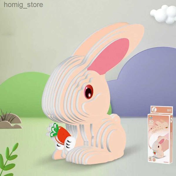 Puzzles 3D Puzzim de papel animal 3D Puzzle para crianças Montessori Toys Manual DIY Engraçado Manual Manual Modelo Trabalho Tridimensional Para Boy Girl Y240415QWC6