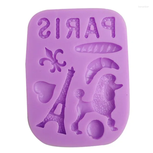 Stampi da forno Parigi Tower Dog Dog Heart Alaborato in silicone Fondante in silicone stampo Strumenti di decorazione del sapone caramella H692 H692