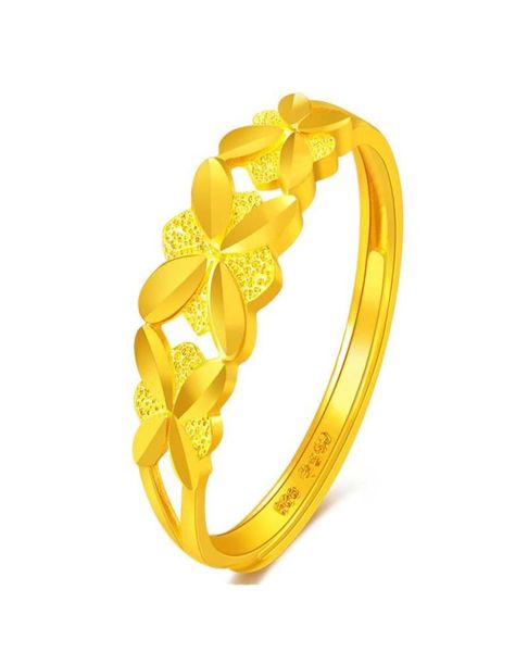 Anéis de casamento puro 24k Anel de ouro amarelo Mulheres 999 FLOR 235G2646865