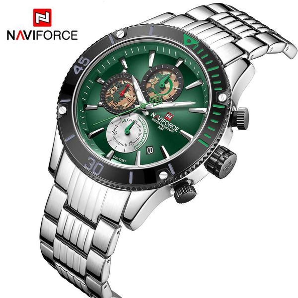 Designer de luxo Naviforce líder de moda masculina Camuflagem Timing Quartz assistir Fangsheng Clock