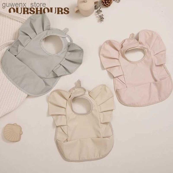 Bibs Burp panos de cor sólida baby baby baby impermeável anjo asas de asas infantil suplemento alimento Anti-Dirty e Saliva Pocket Feeding Apron Baby Stuff Stuff Y240415Y240417CO1B