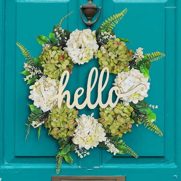 Декоративные цветы осенний декор венок венок на День Благодарения искусственная весенняя дверь милая белая зеленая цветочная на улице дома на улице