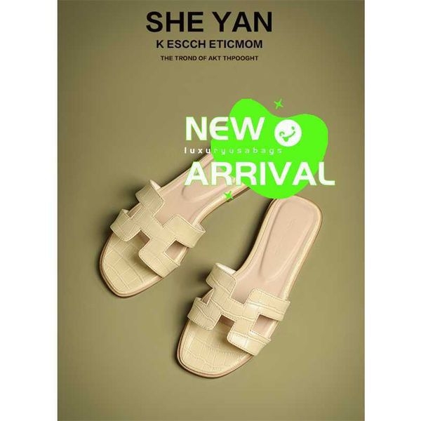 Sandálias de oran chinelos de couro de verão Couro genuíno adequado para chinelos para femininos para mulheres Novo Instagram Trend Summer Shopskin Style Shoes Legal Slippe Ypnl