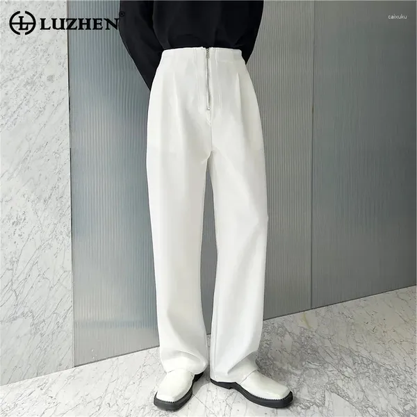 Мужские штаны Luzhen Straight Casual Suit Mardy Ship 2024 Solid Color Оригинальный нишевый дизайн мода Элегантные брюки 77E3CE