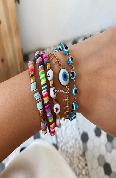 5 pezzi set vsco ragazza bracciale boemia in stile etnico mano e ca hail charm braccialetto femminile perle in ceramica creativo lettere brace9475987