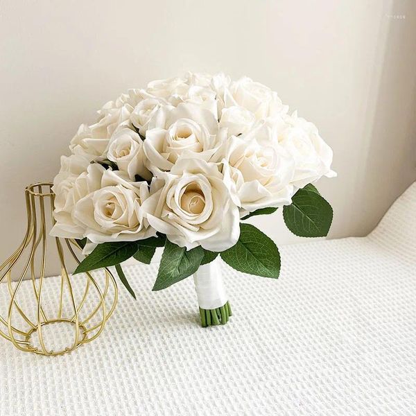 Fiori di nozze bouquet avorio per sposa da sposa da sposa da sposa da sposa rose artificiali rose artificiali accessori da tavolo party