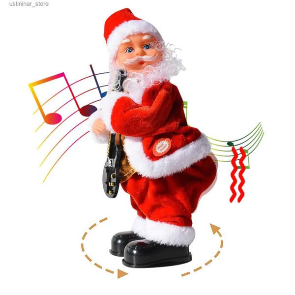 Animais de pelúcia de pelúcia Papai Noel elétrica com música Funnys Electric dança Papai Noel Music Music Plush Doll Kids Toys Christma Gifts