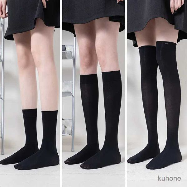 Socks Hosiery JK Frauen Lolita Uniform dünne lange Socken Nylon elastische Seide Sox Dünne weiße schwarze Knie Socke Sommerunterwäsche 20-52 cm