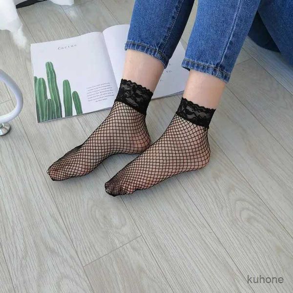 Socks Hosiery heiß verkauft Frauen sexy Fishnet Lace Socken Damen transparentes Mesh Nylon hohe elastische Sommer atmungsaktive Socken Dessous Hosiery