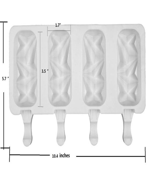 Strumenti di gelato in silicone Lolly Lollies Capone Pop 4 cellule Cube Ternice Casiclo Maker Puntitore Fatto Fatto in casa Zer2207567