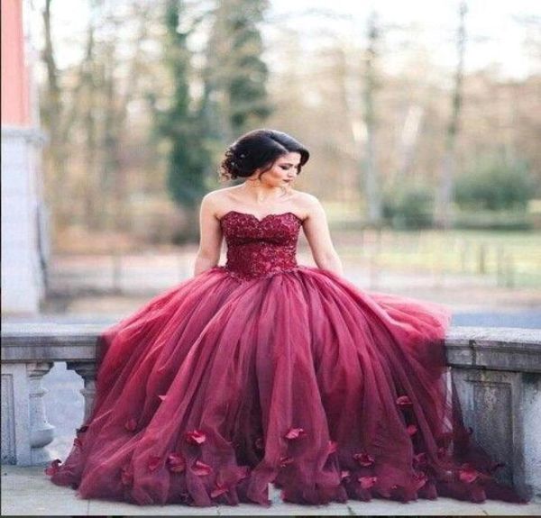 2019 doce vestido de baile de bola de alças da Borgonha Quinceanera vestidos de renda corpete da cintura backless de baile de bair