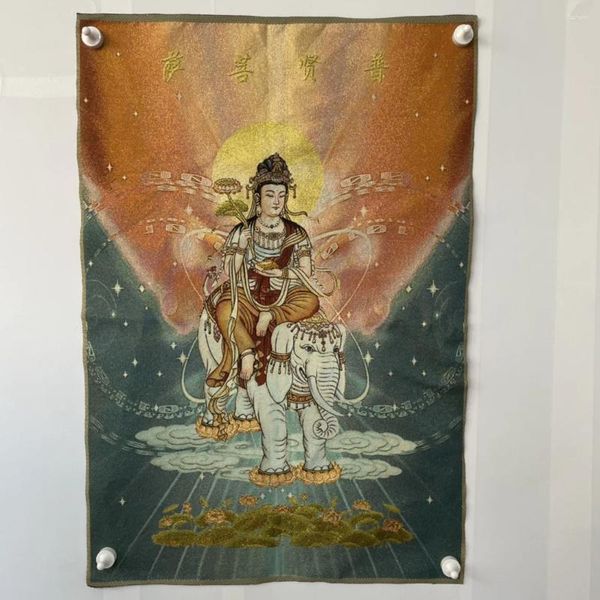 Tapestres Tibete Bordado de seda Budista Budista Thangka White Tara Buddha estátua Decoração