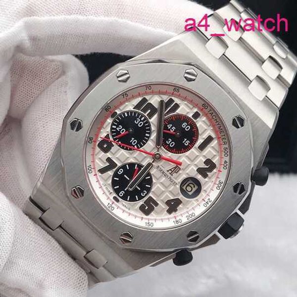 AP Machinery Army Watch Royal Oak Offshore Precision Stahl 26170st Automatische mechanische rote Nadel Timing Anti -Magnetische weiße Plattenstahl -Stahlbandwache