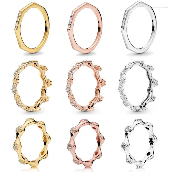 Кластерные кольца 925 Стерлинговая серебряная мода 1: 1 Любовь восемь стручков цветов