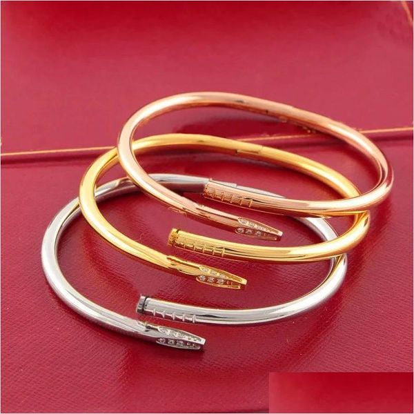 Bracciale bracciolaio di lusso bracciale intarsio a vite diamante braccialetti donne uomini design amore gioiello regalo con set di scatole consegna dh3gb dh3gb