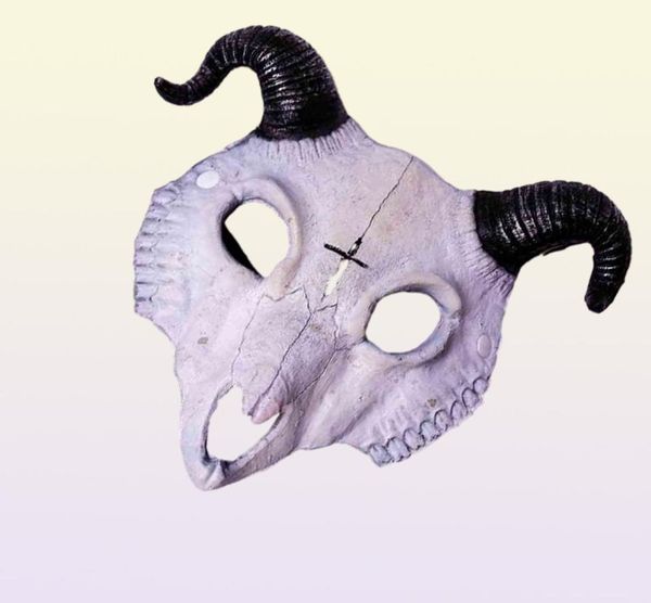 Halloween Billy Goat Half Face Masquerade Carnival Party adereços Rave Ovelha Ossos Cosplay Cosplay Mask7528697