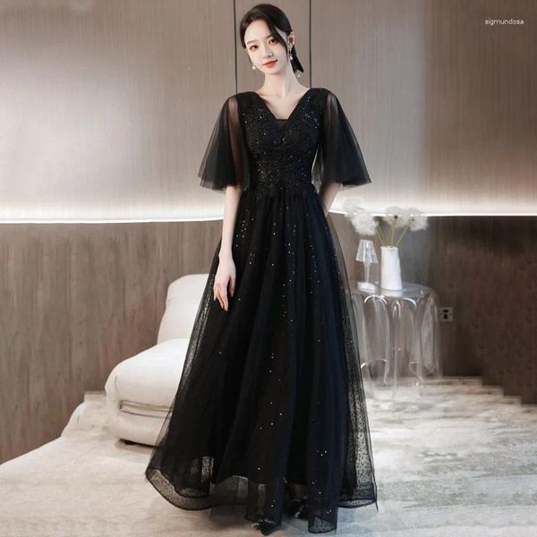 Abiti per feste Black Dolleve Long Lady Girl Women Women Princess Bridesmaid Banquet Adust abito da ballo