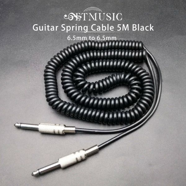 Cavi Cavi per chitarra da 5 m Guitarla da 6,5 mm a 6,5 mm da maschio a maschio Mono Spring Cavo Black