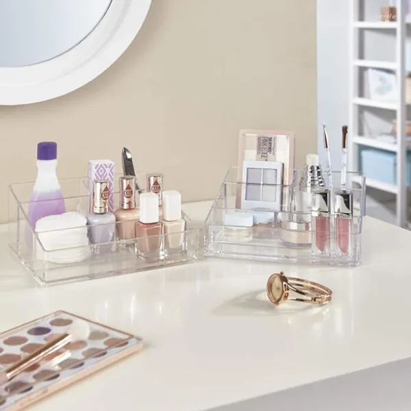 Aufbewahrungsboxen klarer Kunststoff -Make -up -Organizer Kosmetikbox Pinselhalter Schreibweise Lipstick Display Ständer