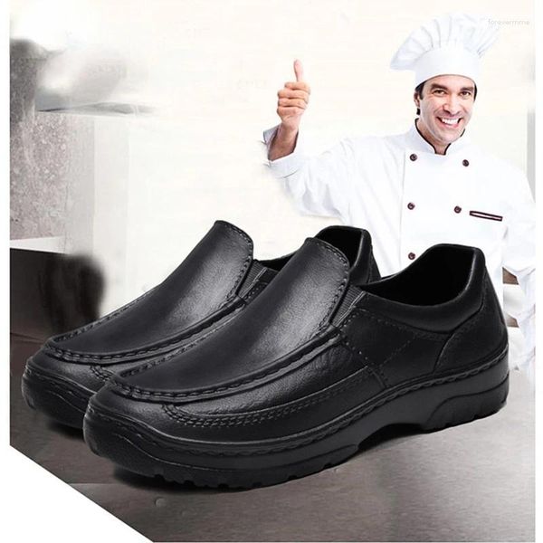 Sapatos casuais homens chef cozinhando cozinha sem deslizamento de roupas de trabalho tênis de couro à prova de óleo à prova de óleo