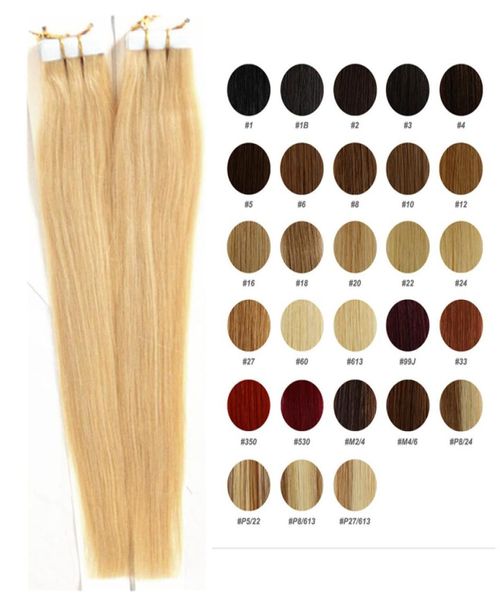 Nastro adesivo da 16 a 24 pollici nelle estensioni dei capelli Colori di trama della pelle Blonde Remy Capelli 20pcsbags a doppio lati Adesivi Capelli umani 3341436