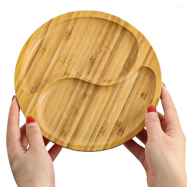 Placas redondo bandeja de bambu frutas domésticas frutas de mesa de mesa de mesa de mesa de mesa de tabela tai chi chi chi plate craft acessórios