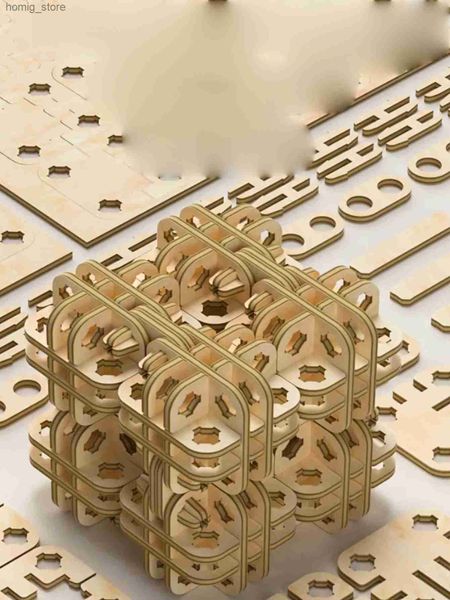 Puzzle 3D 3D in legno puzzle Magic Cube Model Kit regali di costruzione fatti a mano per Natale e compleanno Y240415