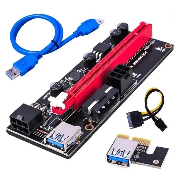 2024 Ver009S PCI-E RISER-Karte Dual 6Pin Adapter Card PCIe 1x bis 16x Extender Card USB3.0 Datenkabel für BTC Mining Miner 009S Express für