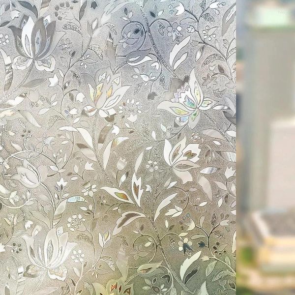 Adesivos de janela para casa pegajosa sem cola filme 3d a laser decorativo manchado estático plate vidro privacidade tulip seixas banheiro 8a0896