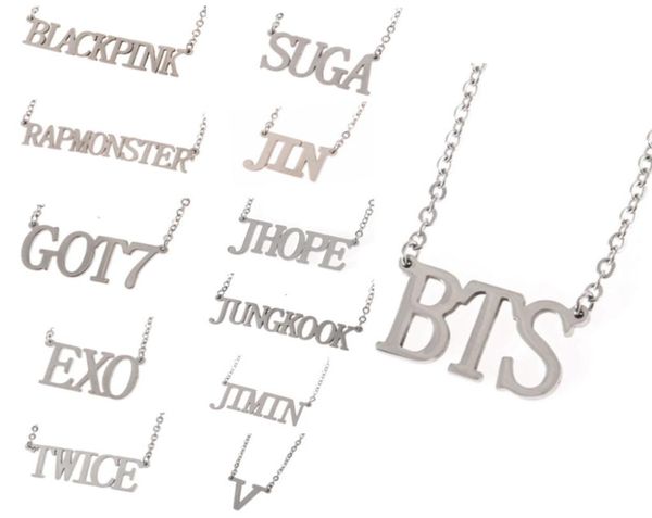 Combinação de estrelas bts exo letra inglesa cadeia de clavícula moda titanium aço corea coletor coletivo individual colarre