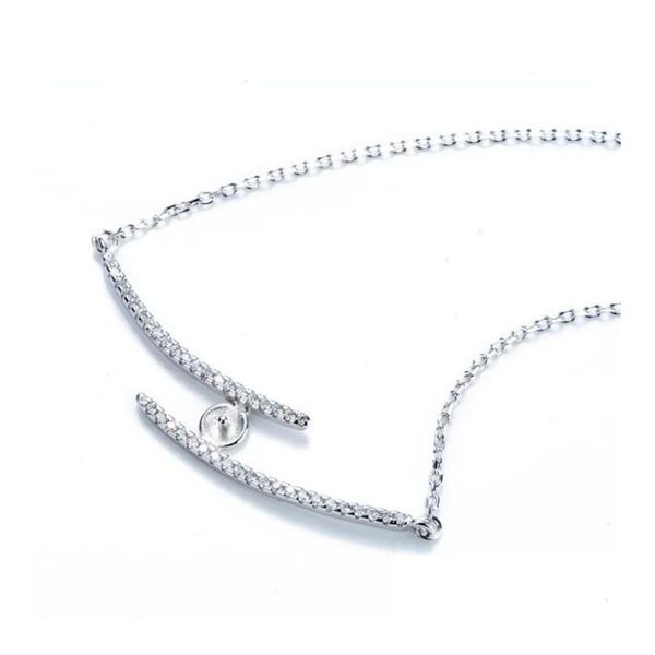 Schmuckeinstellungen Halskette für Perlenmontage zwei Linien Zirkon 925 Sterling Sier Link -Kette Basis 5 Stück 3024240 Drop Lieferung OTDTV