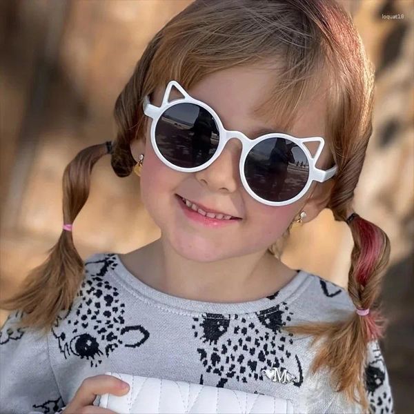 Óculos de sol Animais fofos ouvidos para crianças moda vintage crianças copos de sol redonda redonda de desenho animado de proteção UV óculos