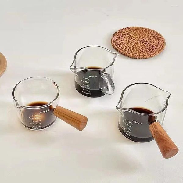 Bicchieri da vino manico in legno creativo piccolo latte tazza mini stagionamento piatto da caffè in vetro salsa in vetro