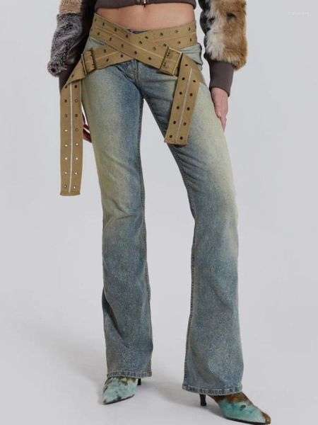 Jeans Fashion's Fashion Pantaloni da donna Denim Cinta Slim Celda a bassa vita a bassa cerniera a tutta lunghezza Matita dritta Estate 2024 O388