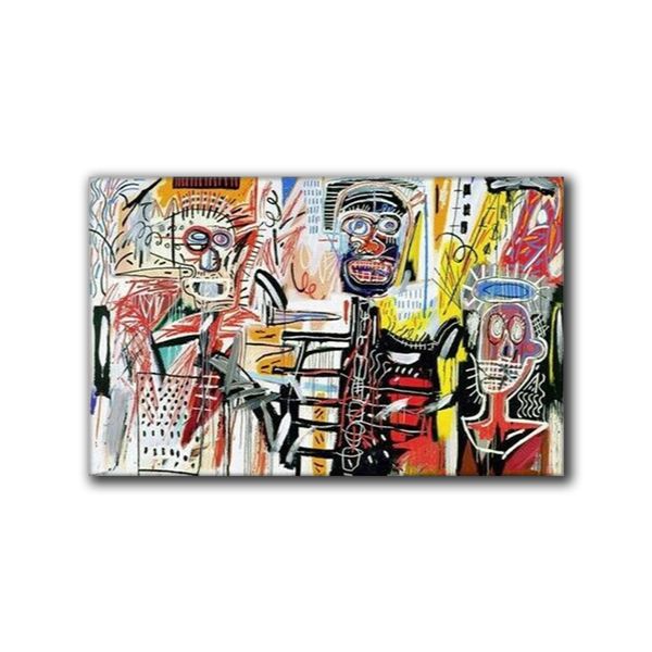 Jean Michel Basquiat Graffiti Wandkunst Street Art Leinwand Drucke Pop Art Bunte Ölgemälde Abstrakte Poster Wandbilder für Schlafzimmer moderne Wohnkultur