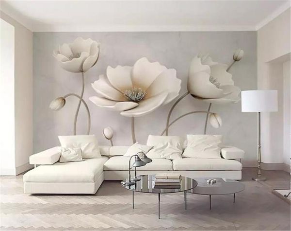 Custom Tapete 3d Nordic Elegant Blume Marmor Textur Wohnzimmer Schlafzimmer Hintergrund Wanddekoration Wandtapete2761578