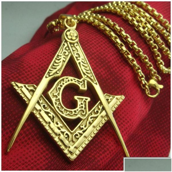 Подвесные ожерелья подвесные ожерелья 316 из нержавеющей стали масонская масонская колье подвески Ag Emblem Charm Jewelry для мужчин De Dh0z1