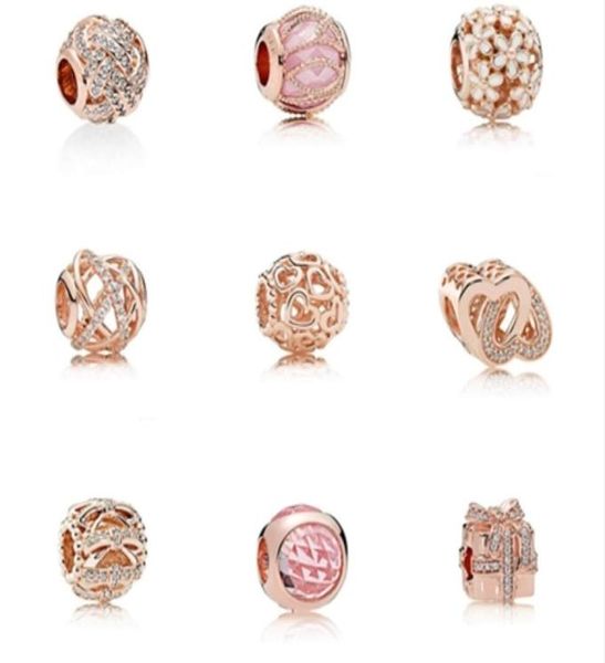 S925 Серебряные ювелирные изделия DIY Beads подходит для браслетов для браслетов для женщин для европейского браслета из розового золота1615293
