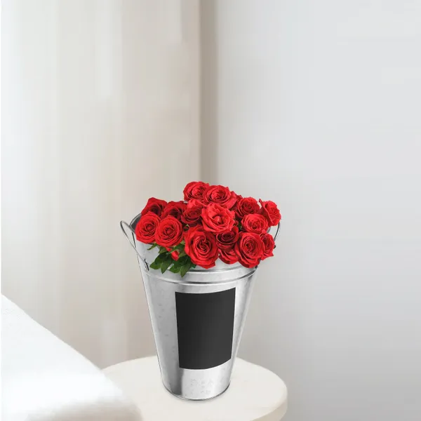 Vasi di fiore di fiori in metallo zincato Porta di fioriera vaso per vaso da fioriera Rustico Giardino vintage Home di 20 cm