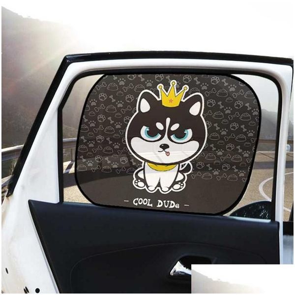 Auto Sonnenschutz 6/10/12inch 2pcs Cartoon Faltbares Sonnenschirme Fenster für hintere und Seitenhitze Schild Schutz Baby Schatten Drop Lieferung Automo Otizt