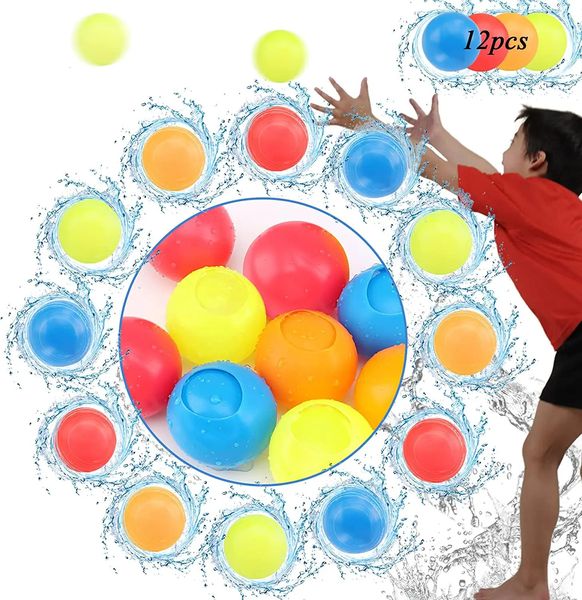 12 Pack wiederverwendbare Wasserballons Selbstversiegelung schnell Füllung Wasserbomb Splash Ball Toys Party Supplies für Sommer im Freien Pool Party 240403