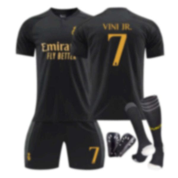 Real Madrid Jersey 2324 Due bambini Black Childrens per adulti Sports Set Team Kit Group Acquista maglie da calcio da uomo e da donna