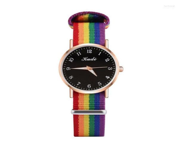Avanadores de pulso Luxury Women Quartz Watches Ladies Rainbow Color Fabric Beltwatch para pulseira de pulseira à prova d'água elegante relógio Reloj M9030968